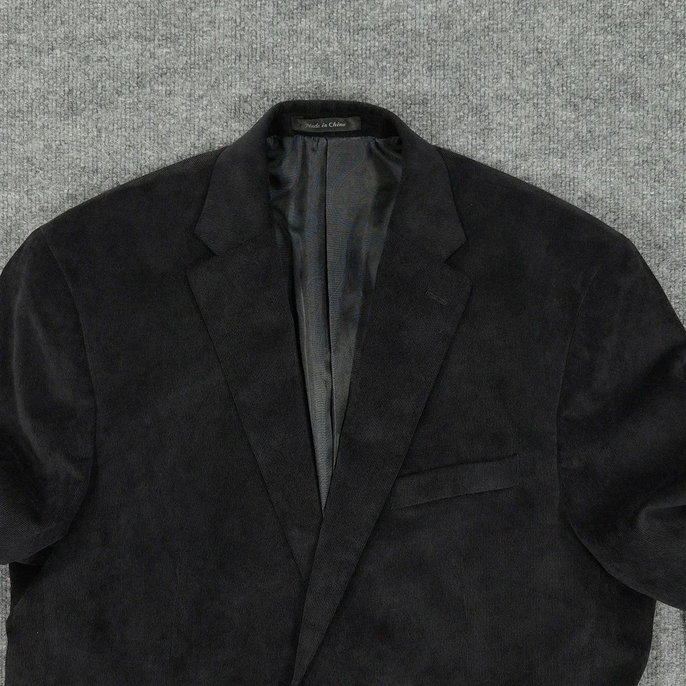 Chaps Blazer Mens 44R Black Corduroy Two Button Stretch Sport Coat Classic‎ Fit